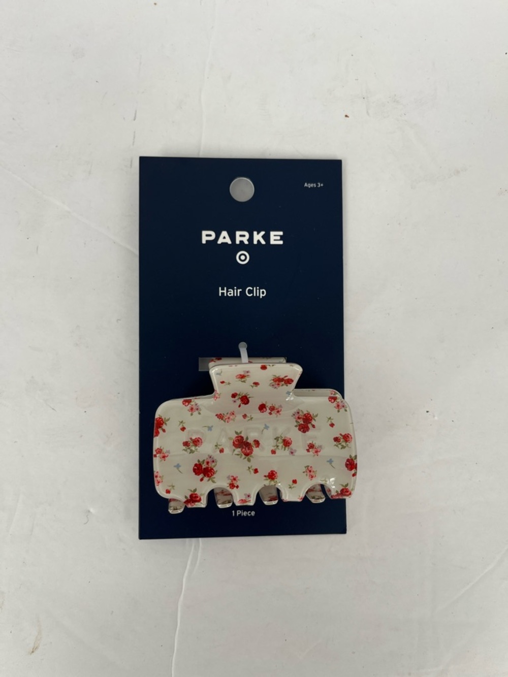 Parke x Target Floral Cream Hair Claw Clip with Red Rose Print